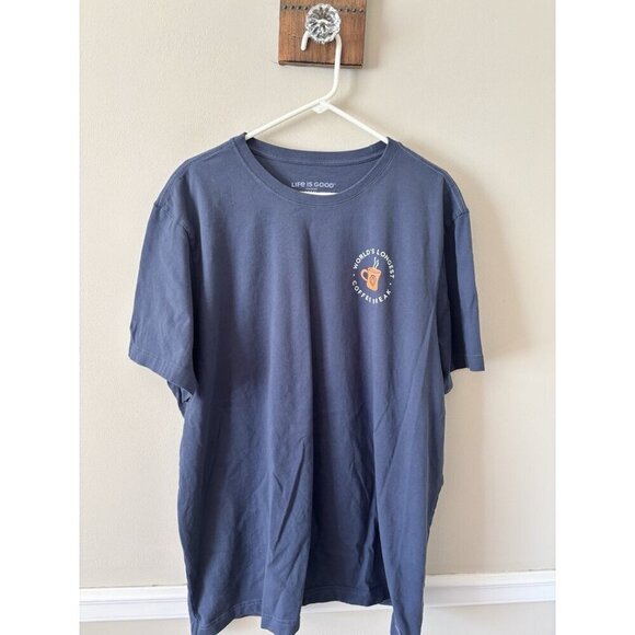Life Is Good Mens Size XXL Crusher TShirt Retirement Worlds Longest Coffee Break - Picture 1 of 5